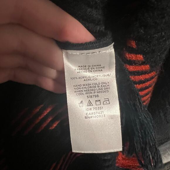 Loft Navy and Red Oversized Poncho Cardigan Fringe xs/s - Picture 3 of 5